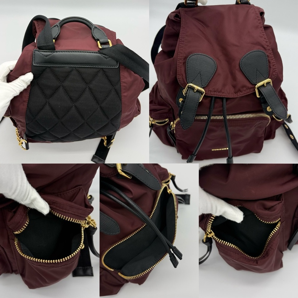 Authentic Burberry Burgundy nylon backpack - Picture 12 of 16